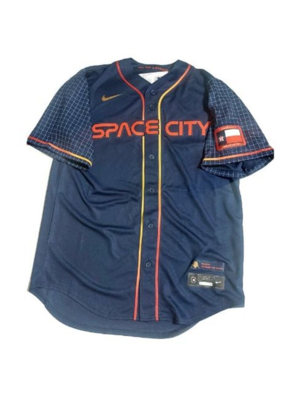 Nike Houston Astros Space City Connect Full Button Jersey Mens M Navy Blank MLB